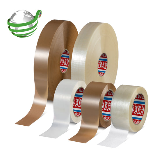 tesa® 60418 Thin recycled PET packaging tape with synthetic rubber adhesive - tesa-id-60418-recycled-pet-packaging-tape-family-picture-with-marker.jpg