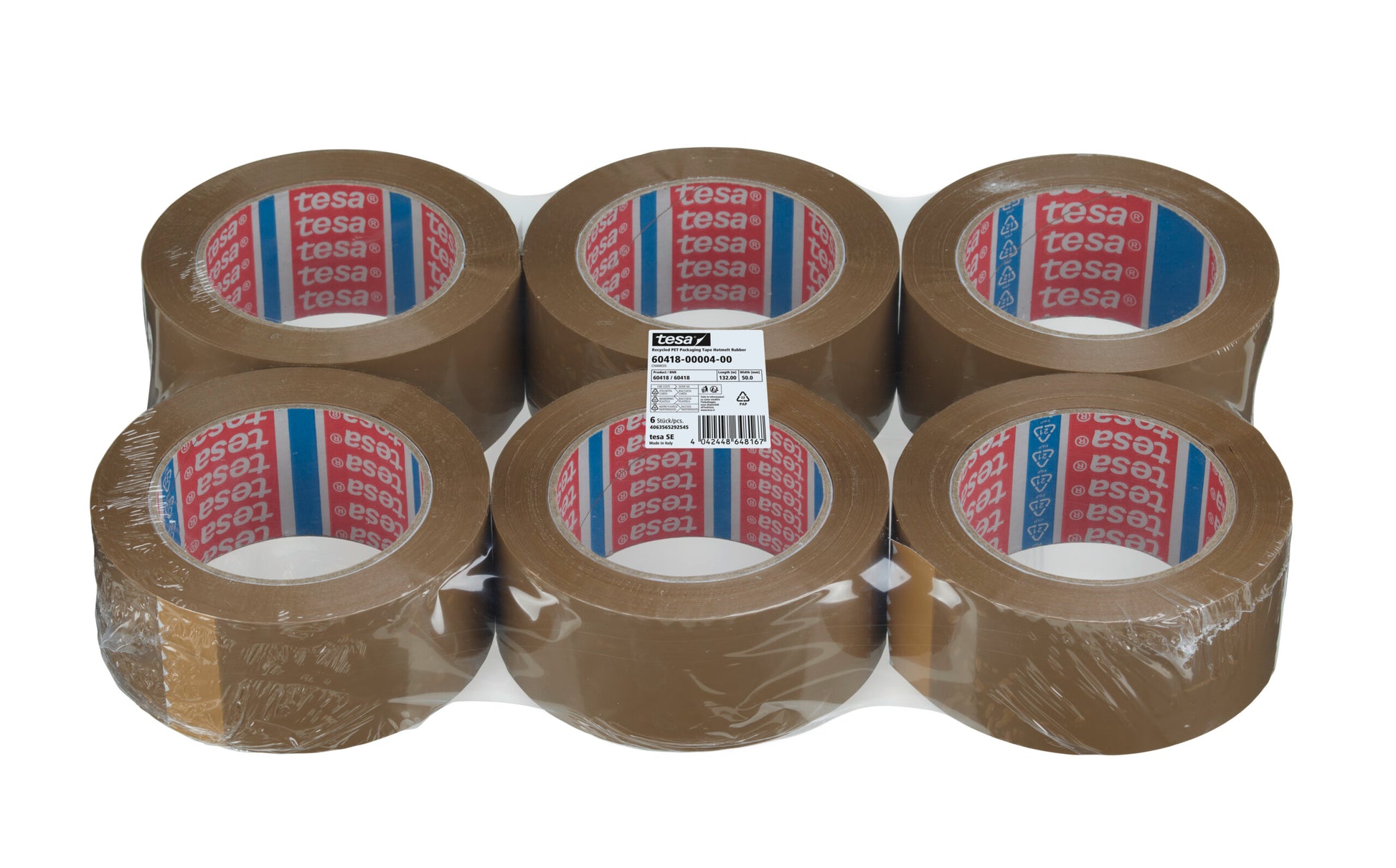 tesa® 60418 Thin recycled PET packaging tape with synthetic rubber adhesive - tesa 4042448648167 60418-00004 li400 top pa.jpg